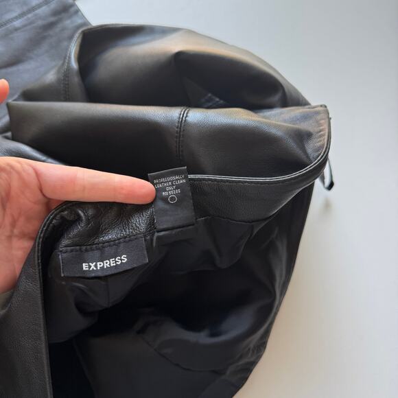 Vintage Y2K Express Black Patchwork Leather Wide Leg Bootcut Pants Size 12 - Picture 4 of 4